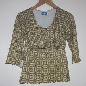 Majama's Green Print Nursing Top Mother's Shirt Medium